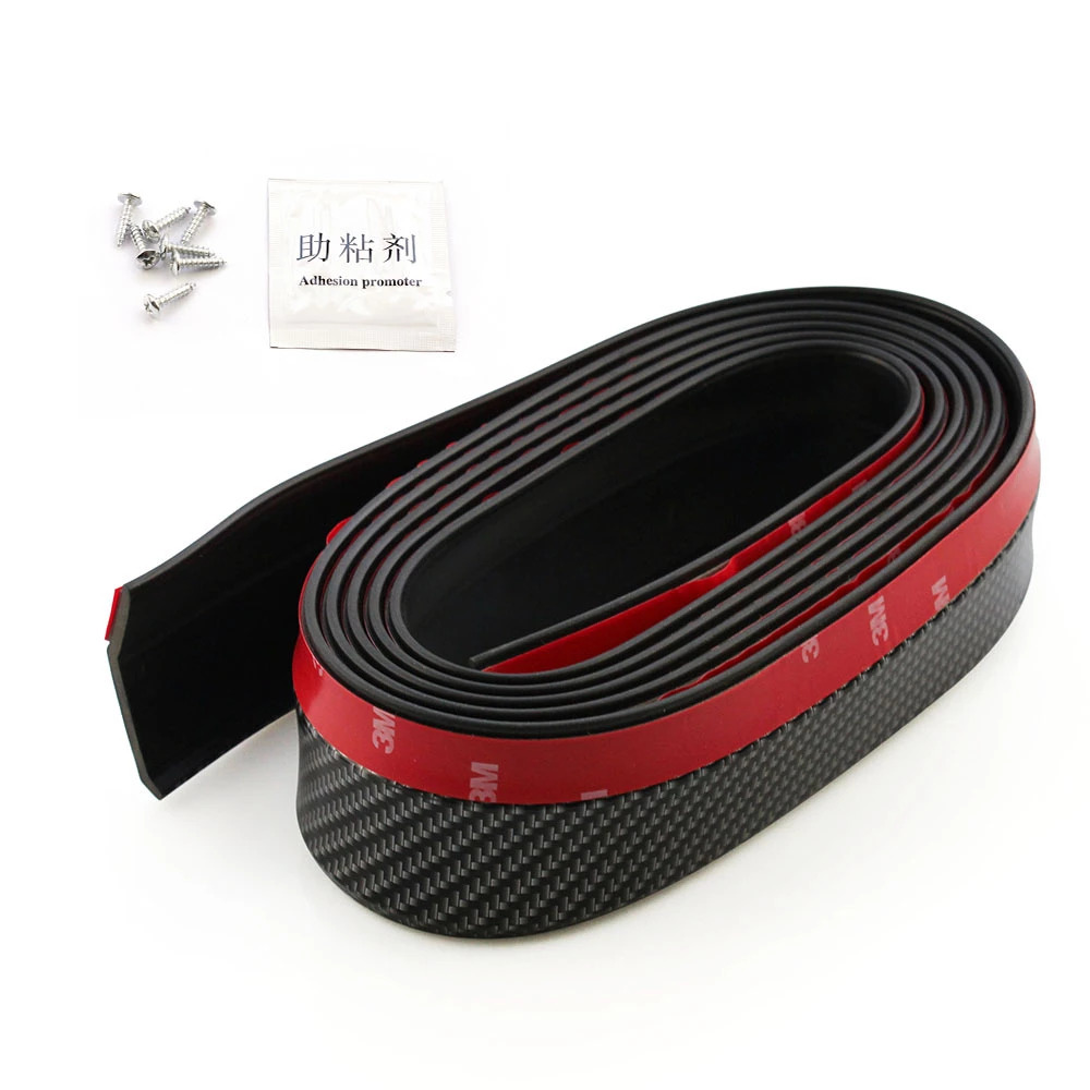 Samurai Black Carbon Fiber Car Bumper Lip Side Skirt Rubber Edge Decorative & Protector